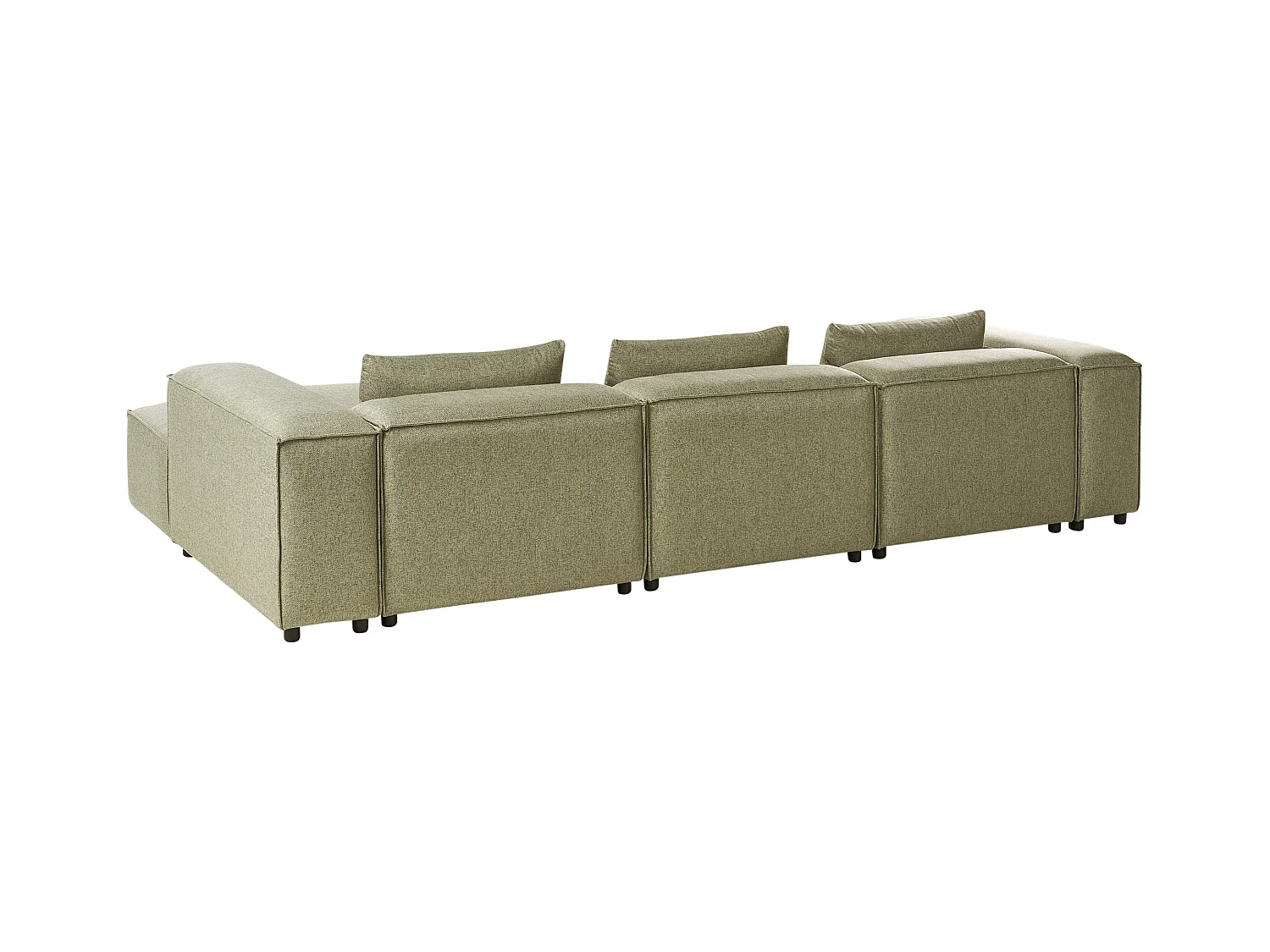 Canapé d'Angle à droite Modulable Moderne en Tissu 4 Places avec Accoudoirs Vert Clair Brande