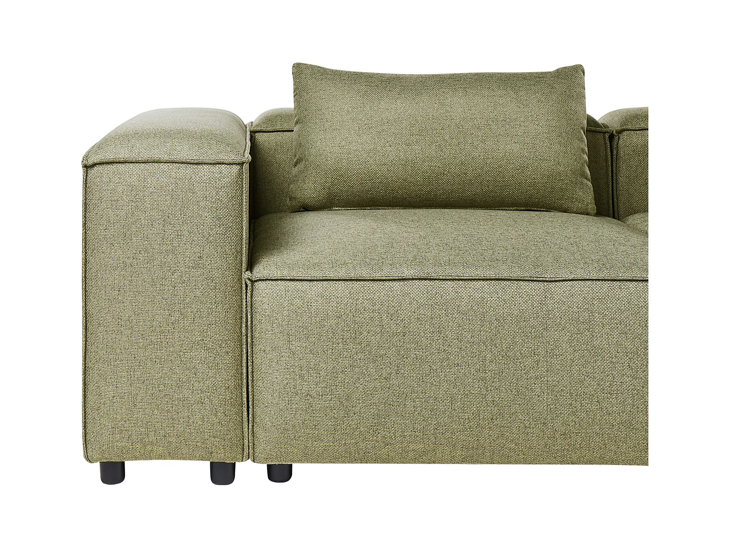 Canapé d'Angle à droite Modulable Moderne en Tissu 4 Places avec Accoudoirs Vert Clair Brande