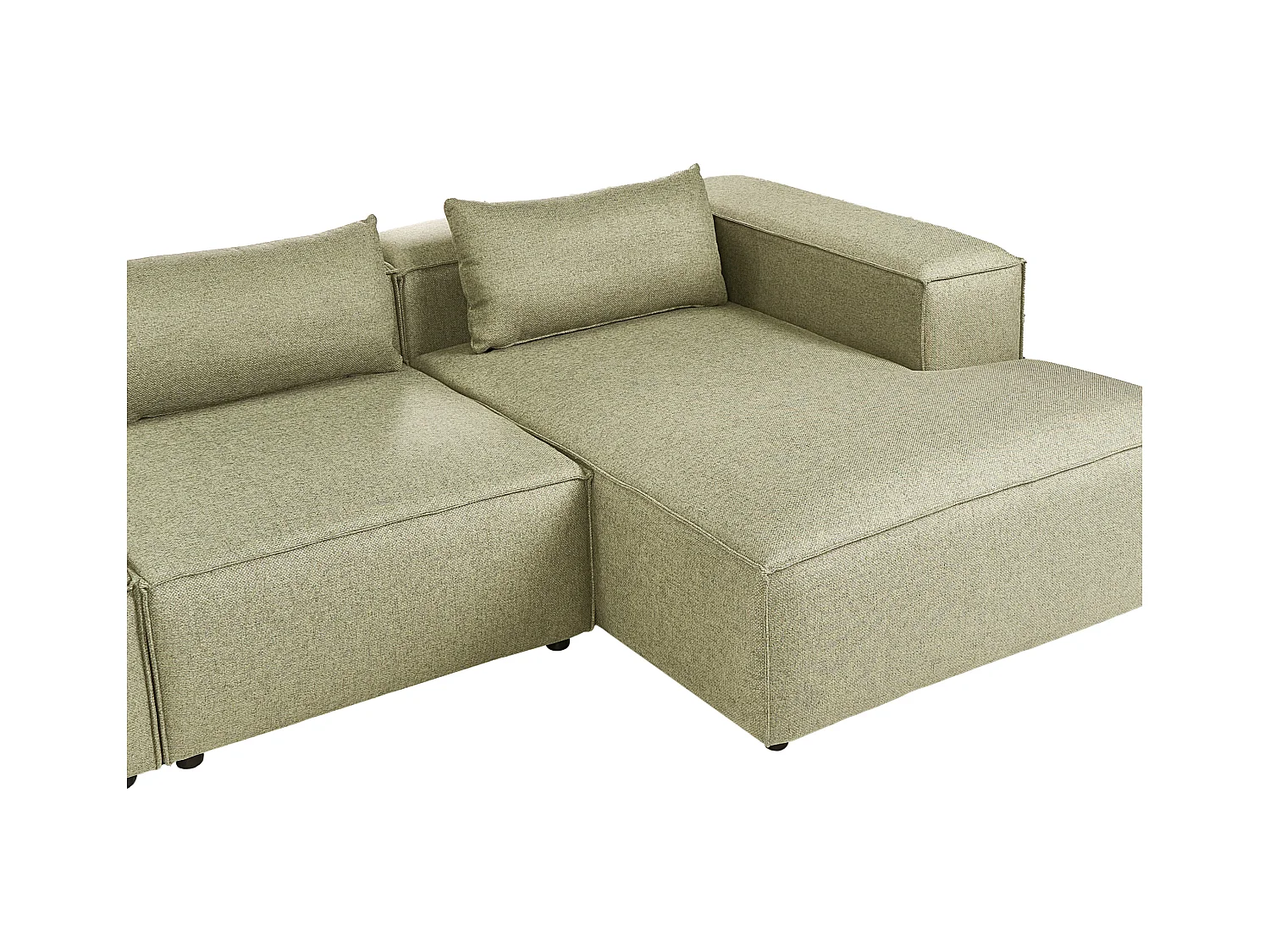 Canapé d'Angle à droite Modulable Moderne en Tissu 4 Places avec Accoudoirs Vert Clair Brande