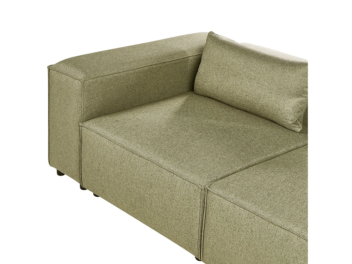 Canapé d'Angle à droite Modulable Moderne en Tissu 4 Places avec Accoudoirs Vert Clair Brande