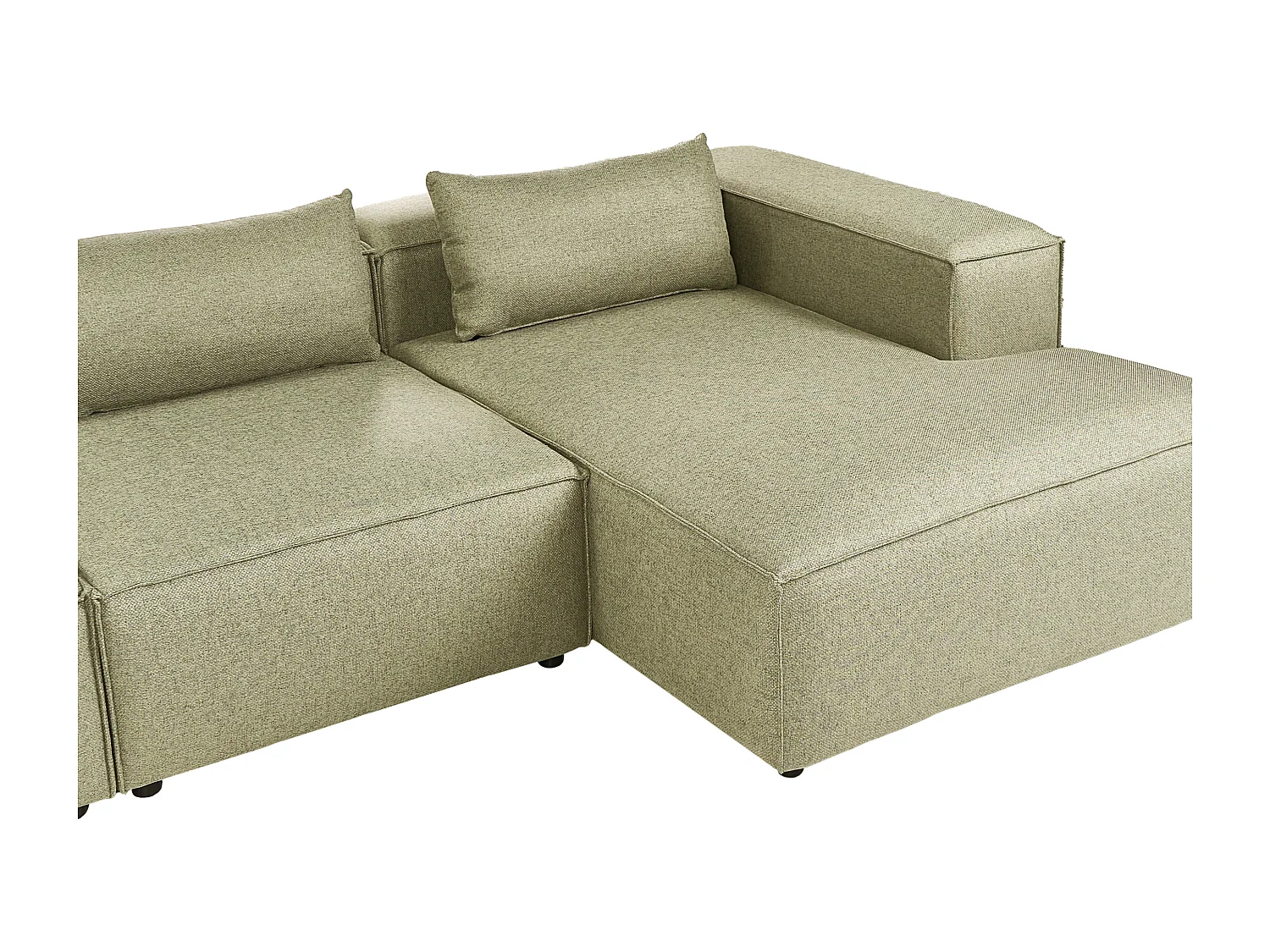 Canapé d'Angle à droite Modulable Moderne en Tissu 4 Places avec Accoudoirs Vert Clair Brande