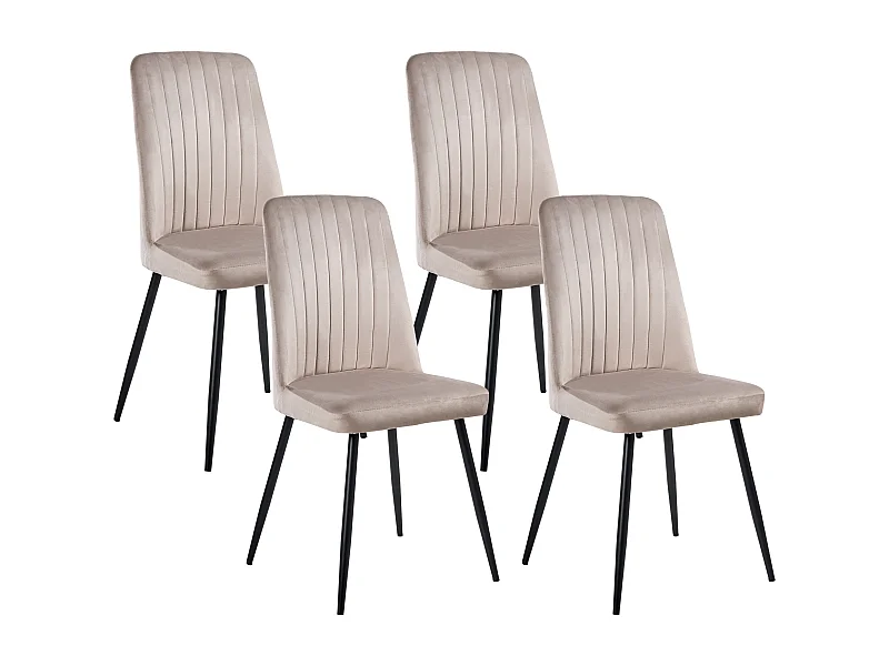 Lot de 4 chaises de salle à manger KIRBY Velours Beige