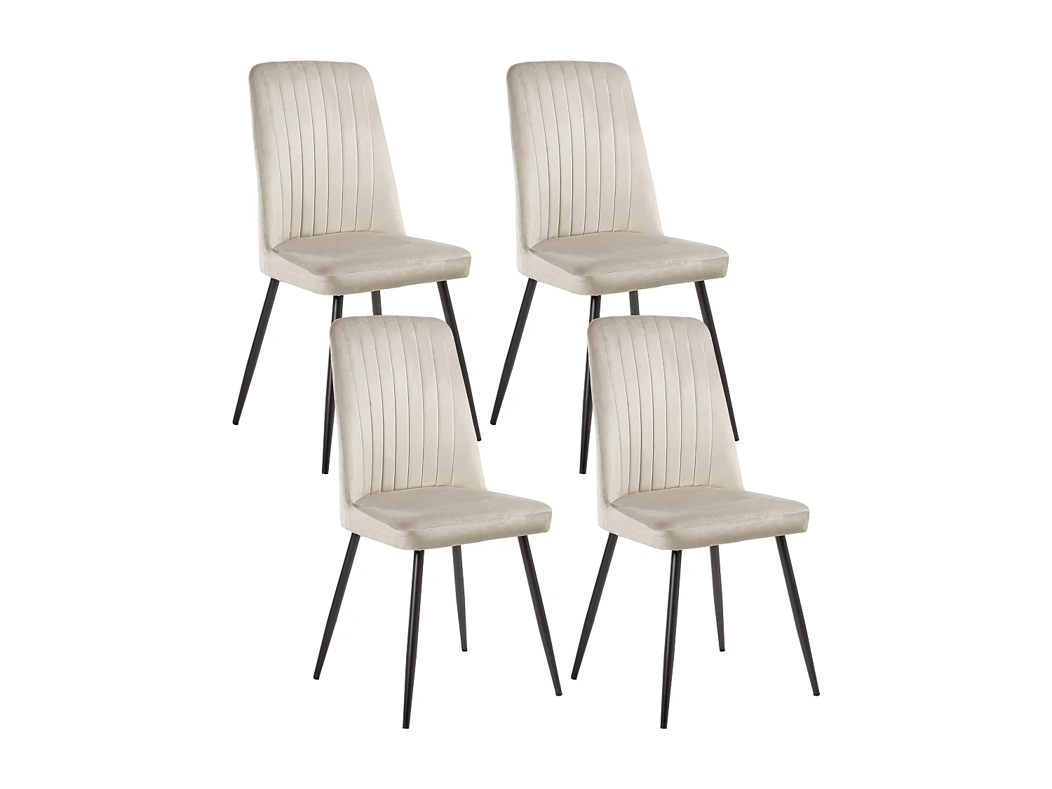 Lot de 4 chaises de salle à manger KIRBY Velours Beige