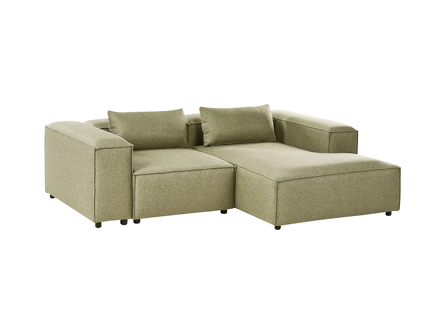 Canapé d'Angle à droite Moderne en Tissu Modulable 3 Places avec Pouf Vert Clair Brande