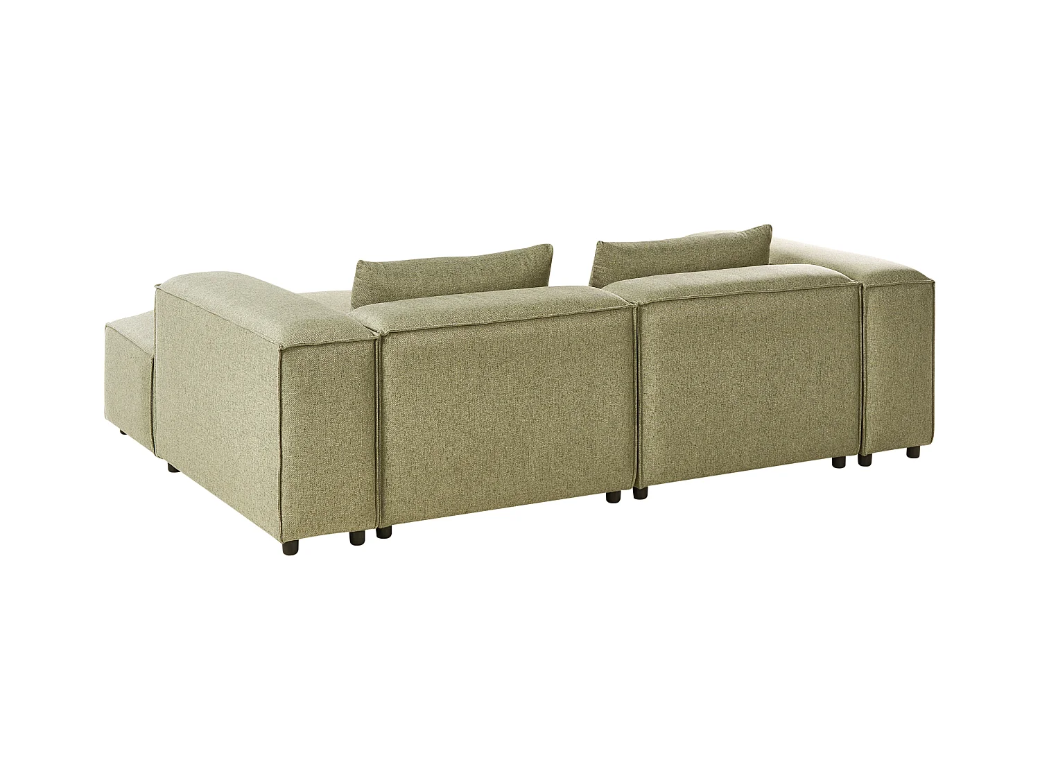 Canapé d'Angle à droite Moderne en Tissu Modulable 3 Places avec Pouf Vert Clair Brande
