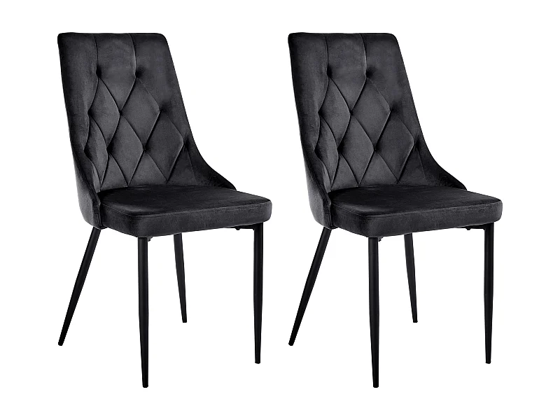 Lot de 2 chaises de salle à manger AVENIR Velours Noir