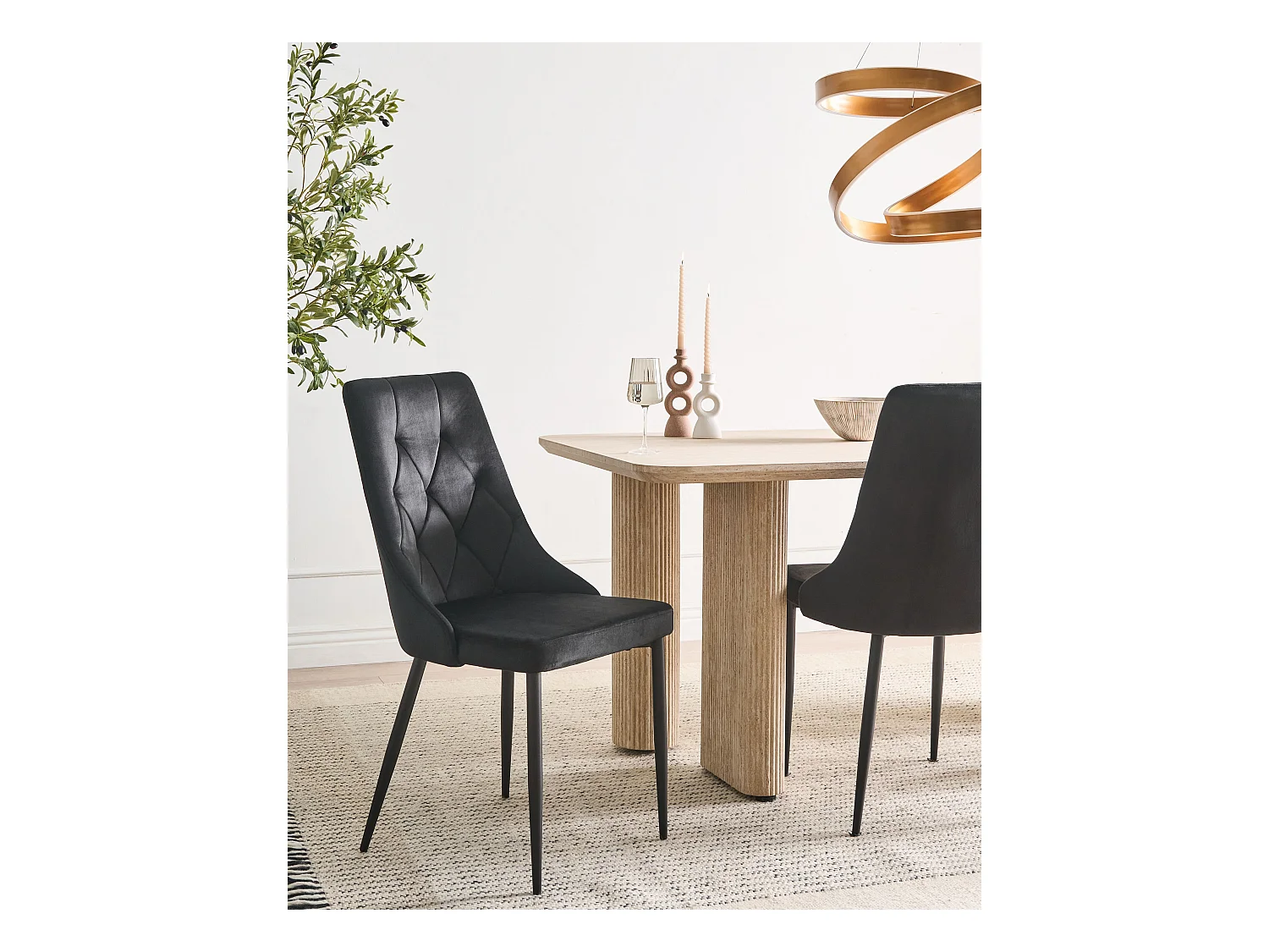 Lot de 2 chaises de salle à manger AVENIR Velours Noir