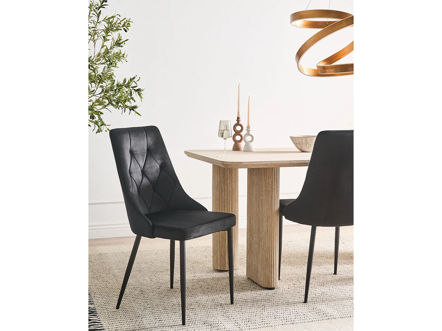 Lot de 2 chaises de salle à manger AVENIR Velours Noir