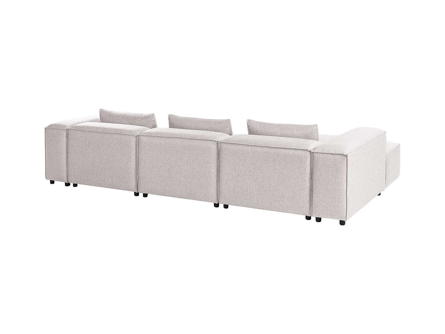 Canapé d'Angle à gauche Modulable Moderne en Tissu 4 Places avec Accoudoirs Marron Clair Brande