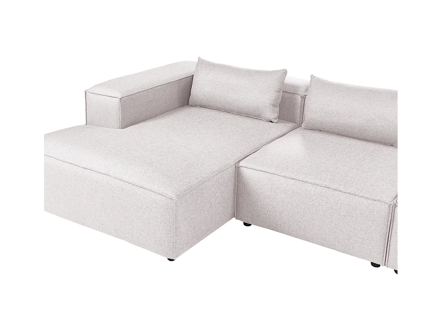 Canapé d'Angle à gauche Modulable Moderne en Tissu 4 Places avec Accoudoirs Marron Clair Brande