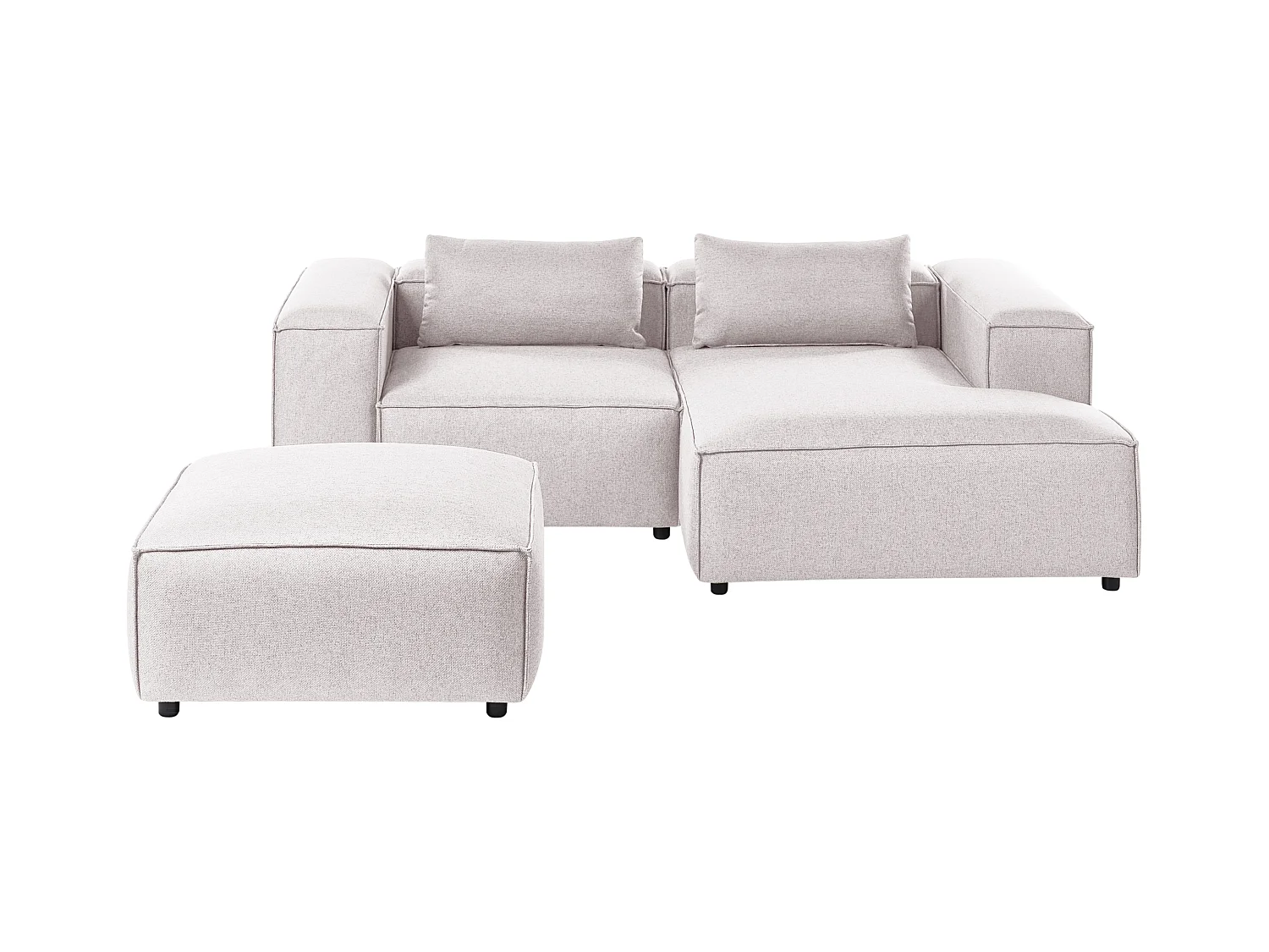 Canapé d'Angle à droite Moderne en Tissu Modulable 3 Places avec Pouf Marron Clair Brande