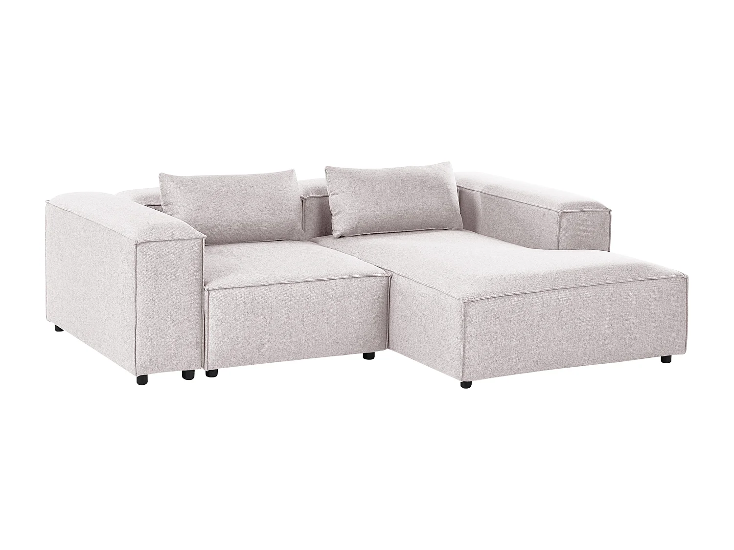 Canapé d'Angle à droite Moderne en Tissu Modulable 3 Places avec Pouf Marron Clair Brande