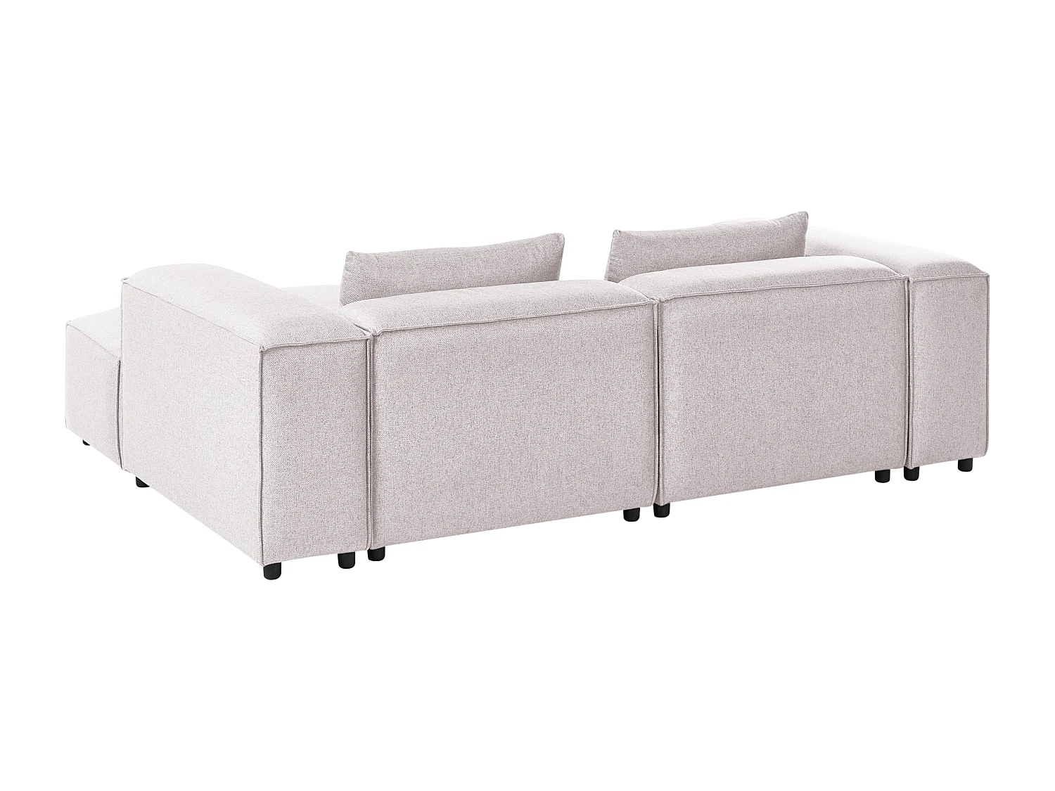 Canapé d'Angle à droite Moderne en Tissu Modulable 3 Places avec Pouf Marron Clair Brande