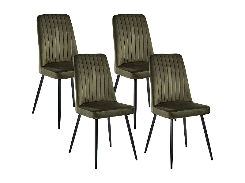Lot de 4 chaises de salle à manger KIRBY Velours Vert olive