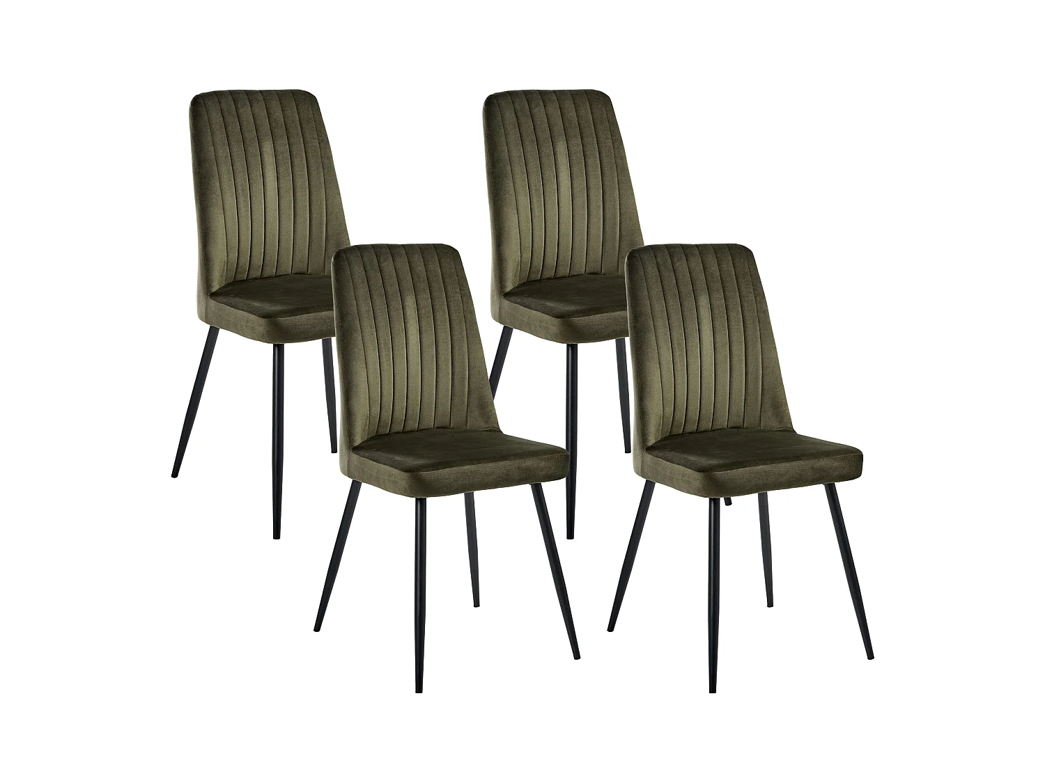 Lot de 4 chaises de salle à manger KIRBY Velours Vert olive