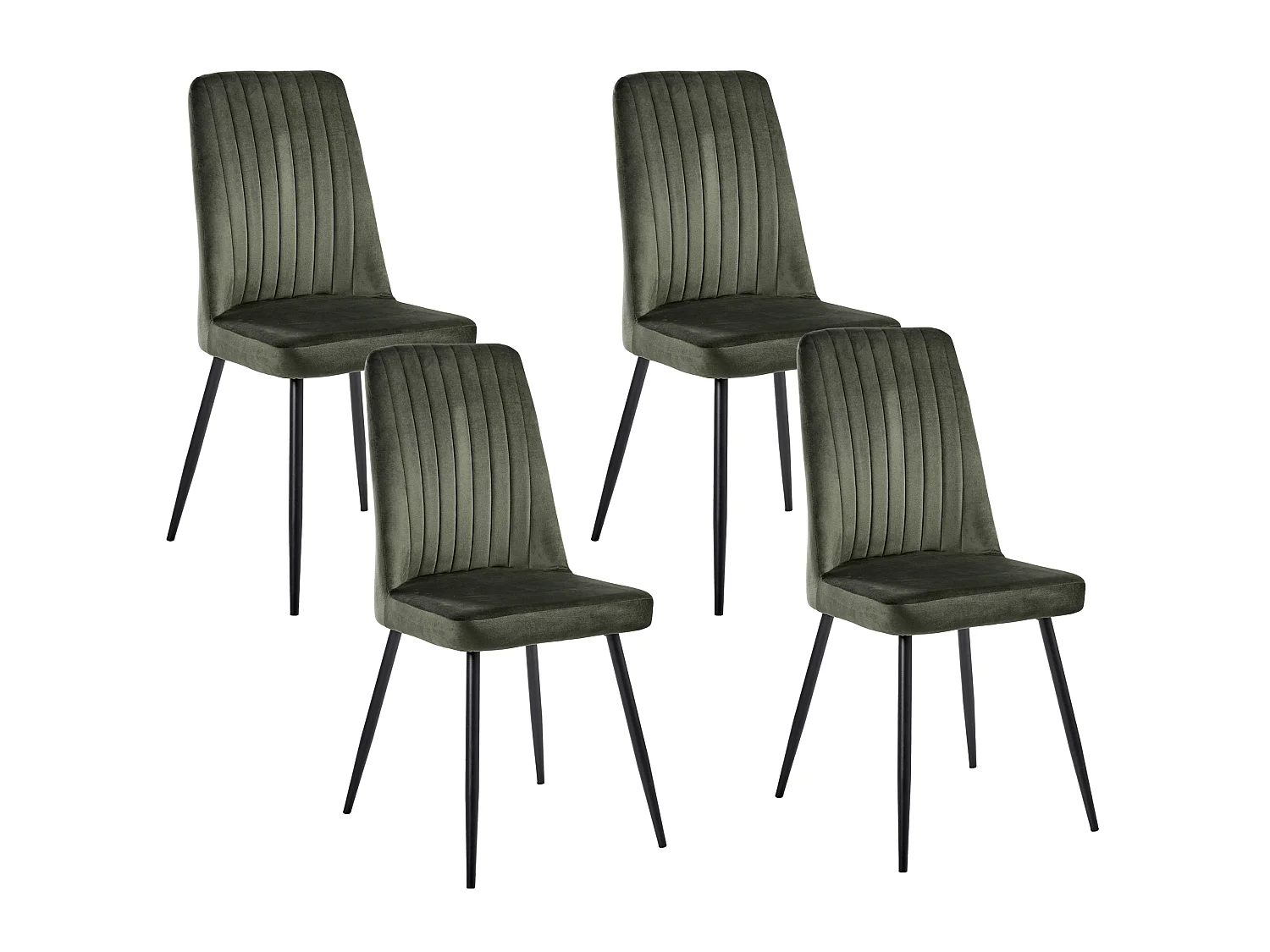 Lot de 4 chaises de salle à manger KIRBY Velours Vert foncé