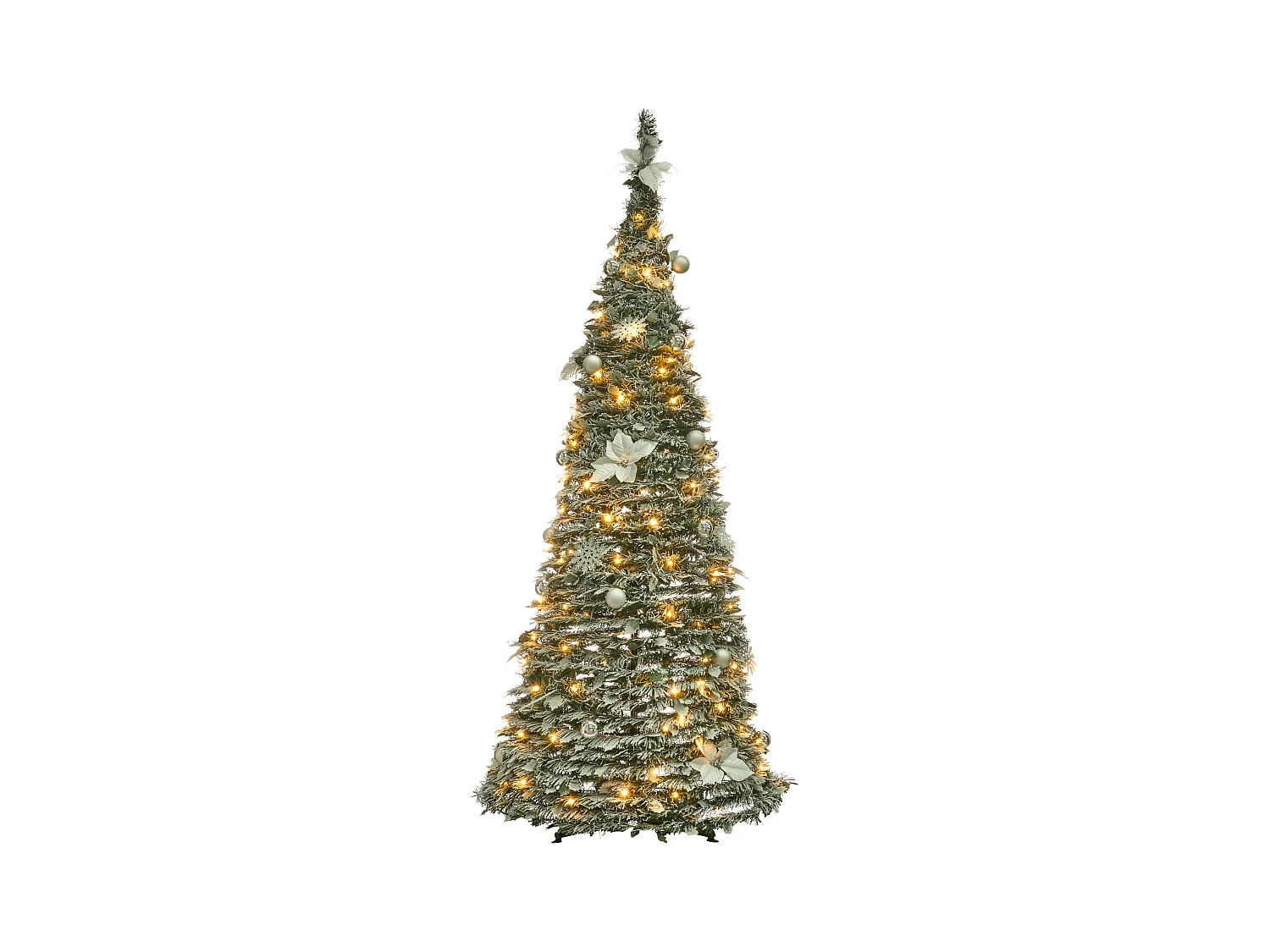 Sapin de Noël artificiel enneigé Pliant LED FIRVANA 185 cm Blanc