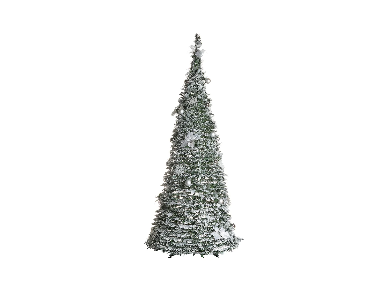 Sapin de Noël artificiel enneigé Pliant LED FIRVANA 185 cm Blanc