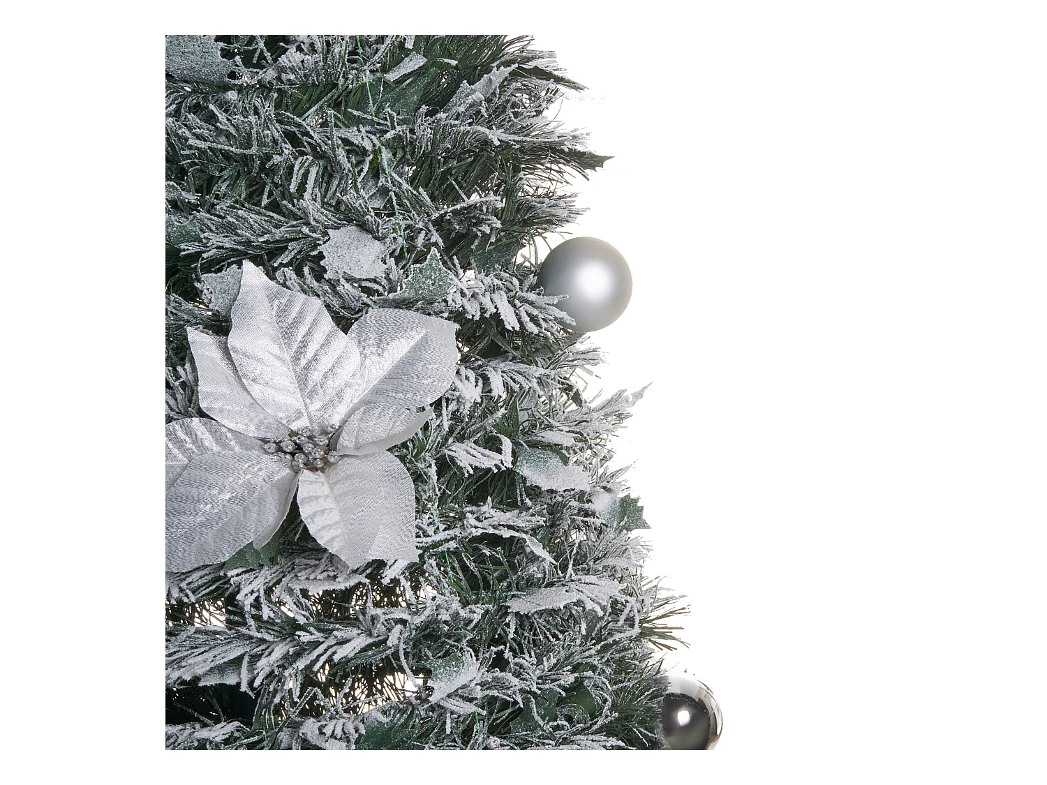 Sapin de Noël artificiel enneigé Pliant LED FIRVANA 185 cm Blanc