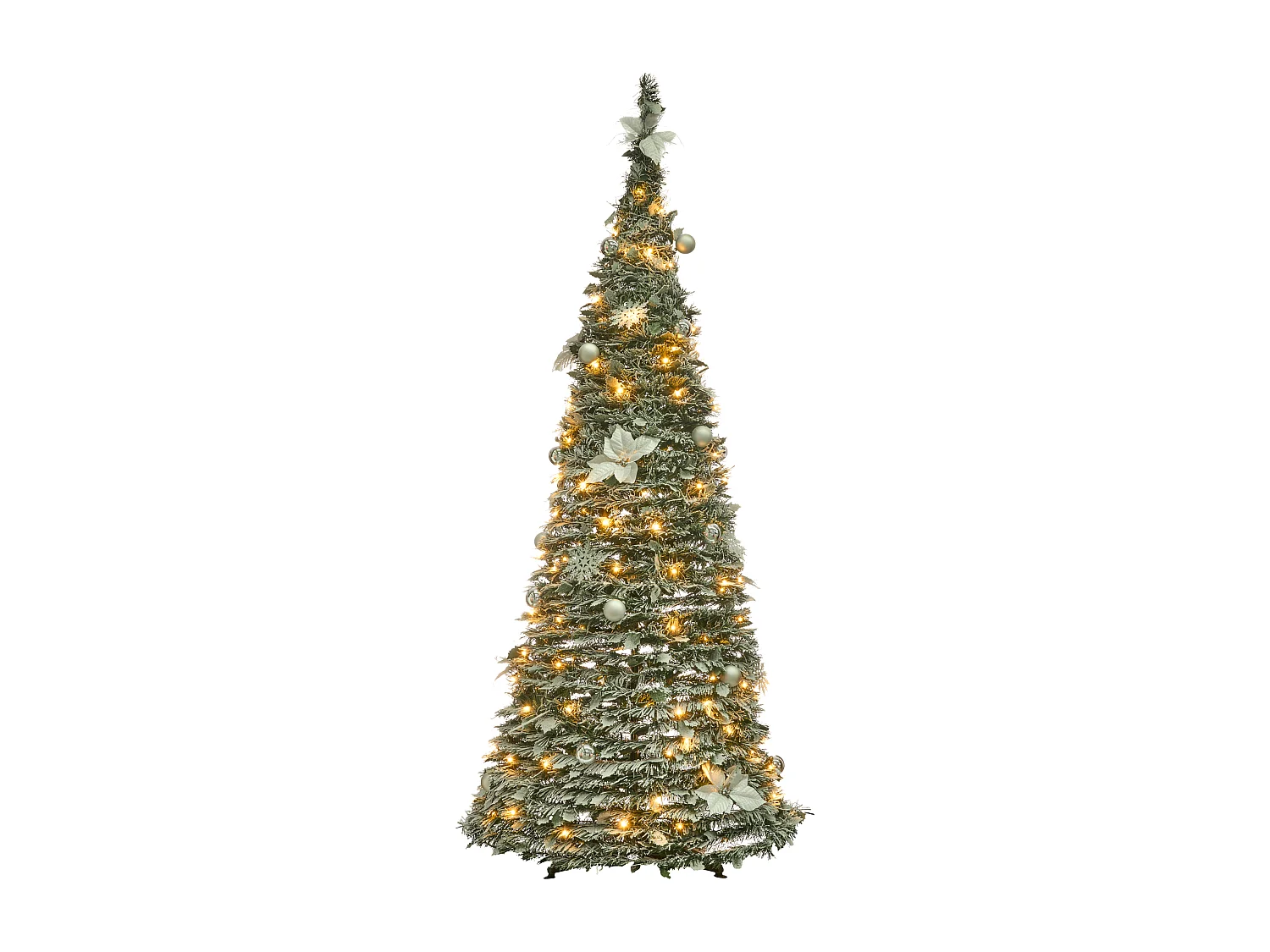 Sapin de Noël artificiel enneigé Pliant LED FIRVANA 185 cm Blanc