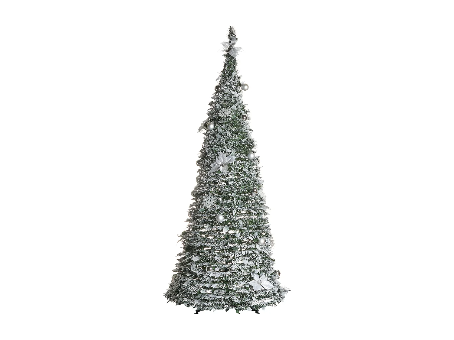 Sapin de Noël artificiel enneigé Pliant LED FIRVANA 185 cm Blanc