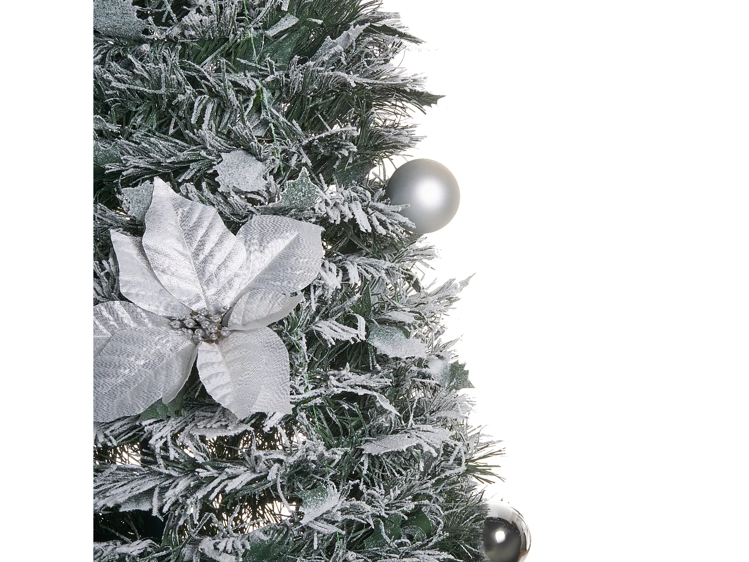 Sapin de Noël artificiel enneigé Pliant LED FIRVANA 185 cm Blanc