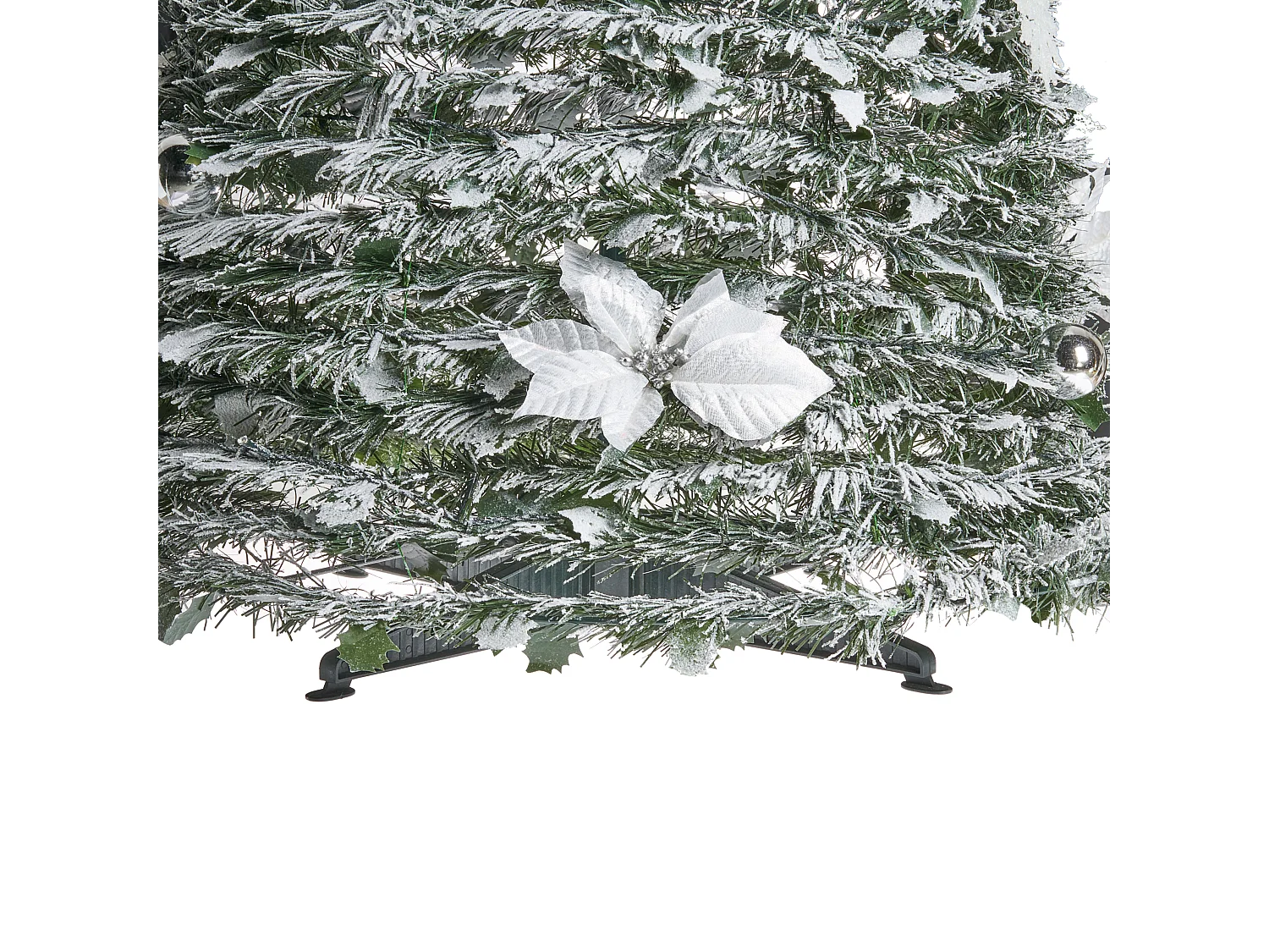 Sapin de Noël artificiel enneigé Pliant LED FIRVANA 185 cm Blanc