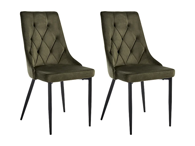 Lot de 2 chaises de salle à manger AVENIR Velours Vert olive