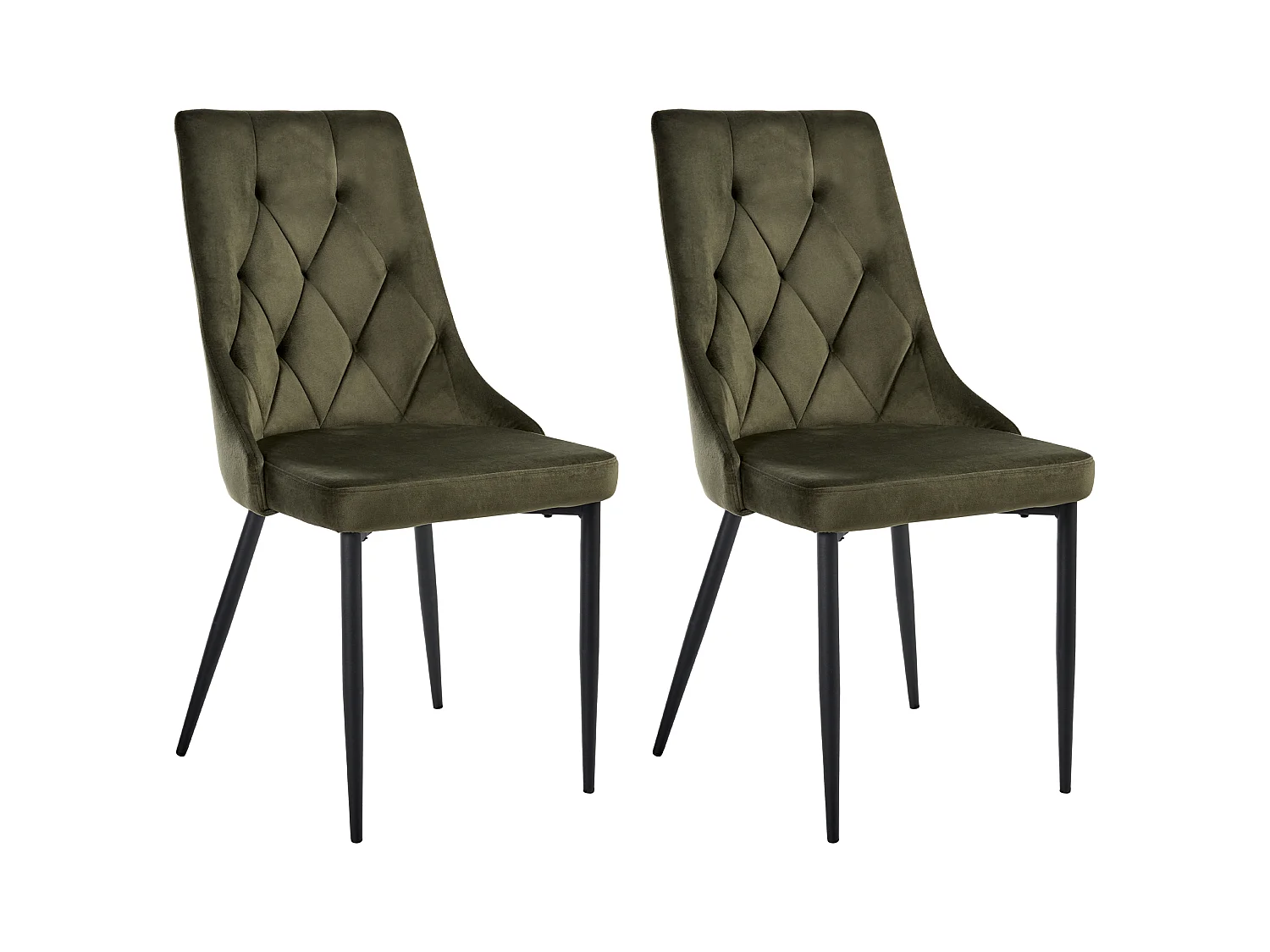 Lot de 2 chaises de salle à manger AVENIR Velours Vert olive