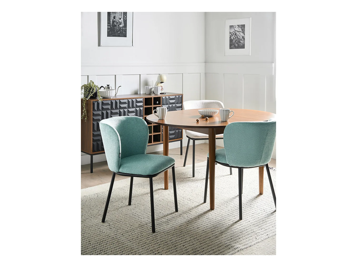 Lot de 2 chaises de salle à manger ARTESIA Tissu Vert menthe