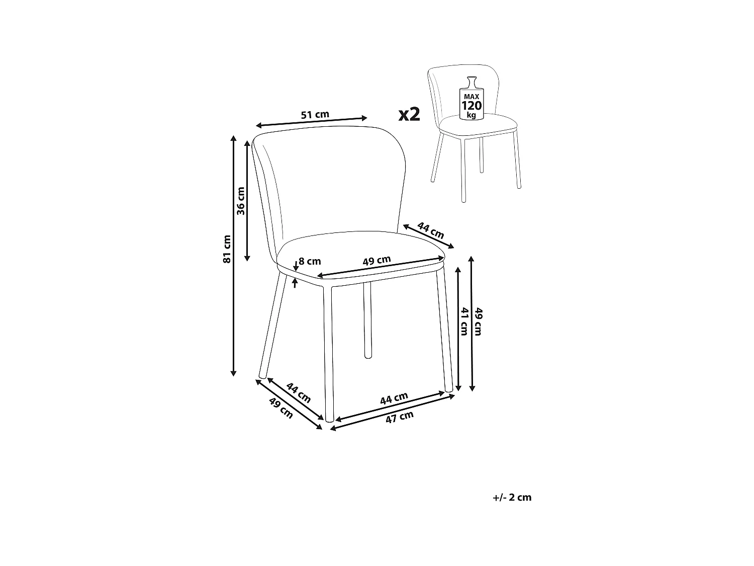 Lot de 2 chaises de salle à manger ARTESIA Tissu Vert menthe