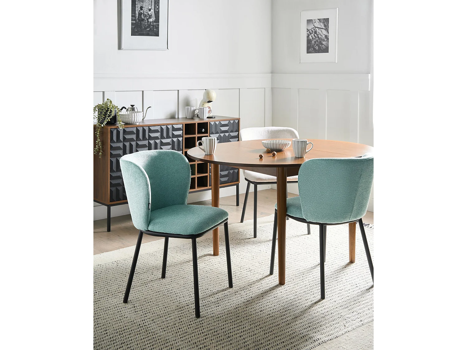 Lot de 2 chaises de salle à manger ARTESIA Tissu Vert menthe