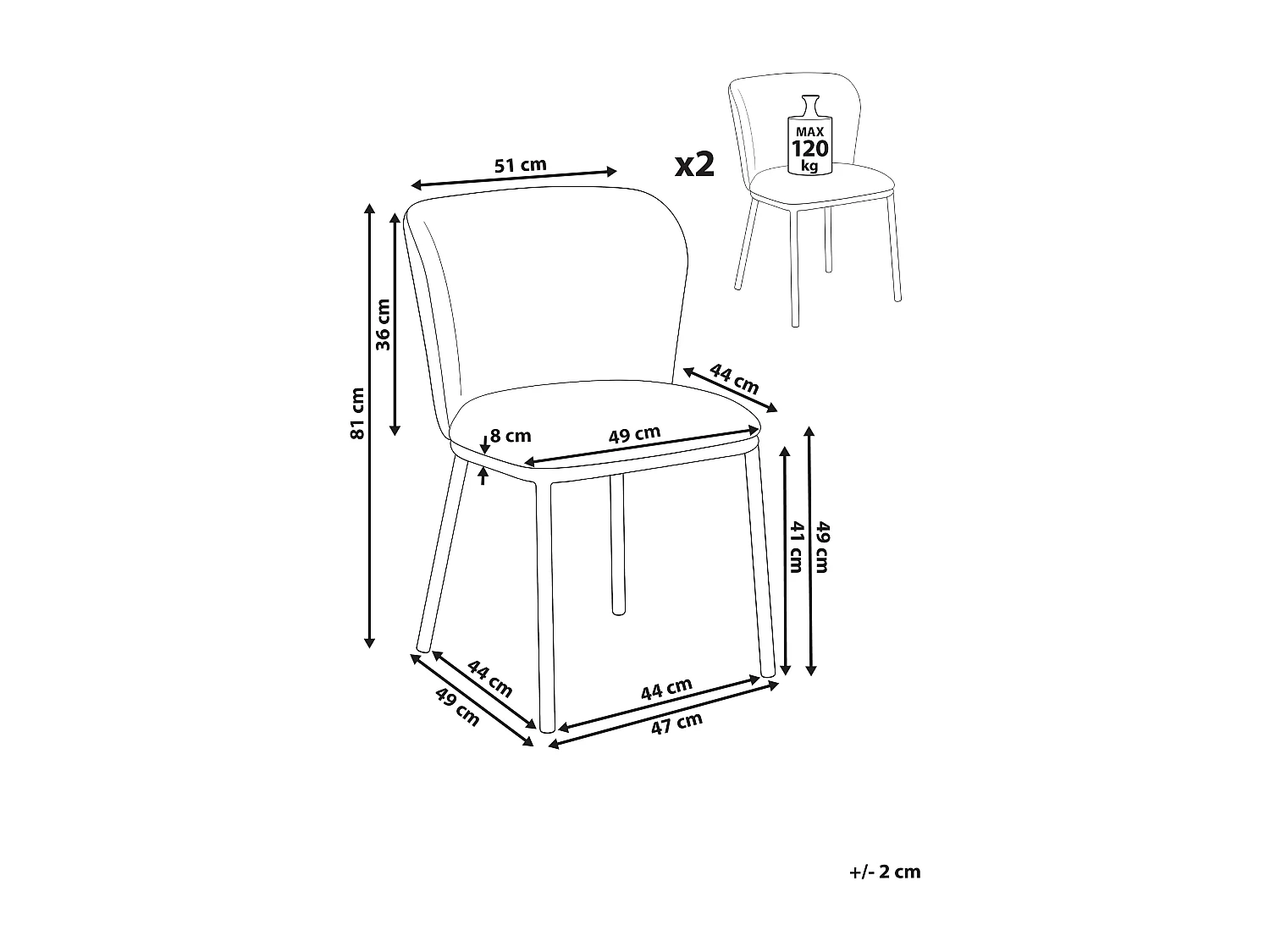 Lot de 2 chaises de salle à manger ARTESIA  Tissu Vert menthe