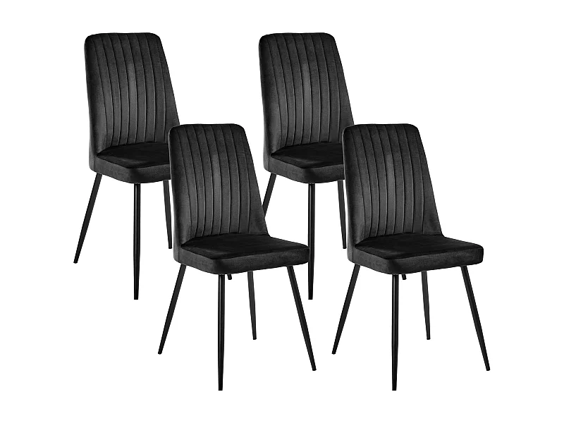 Lot de 4 chaises de salle à manger KIRBY Velours Noir