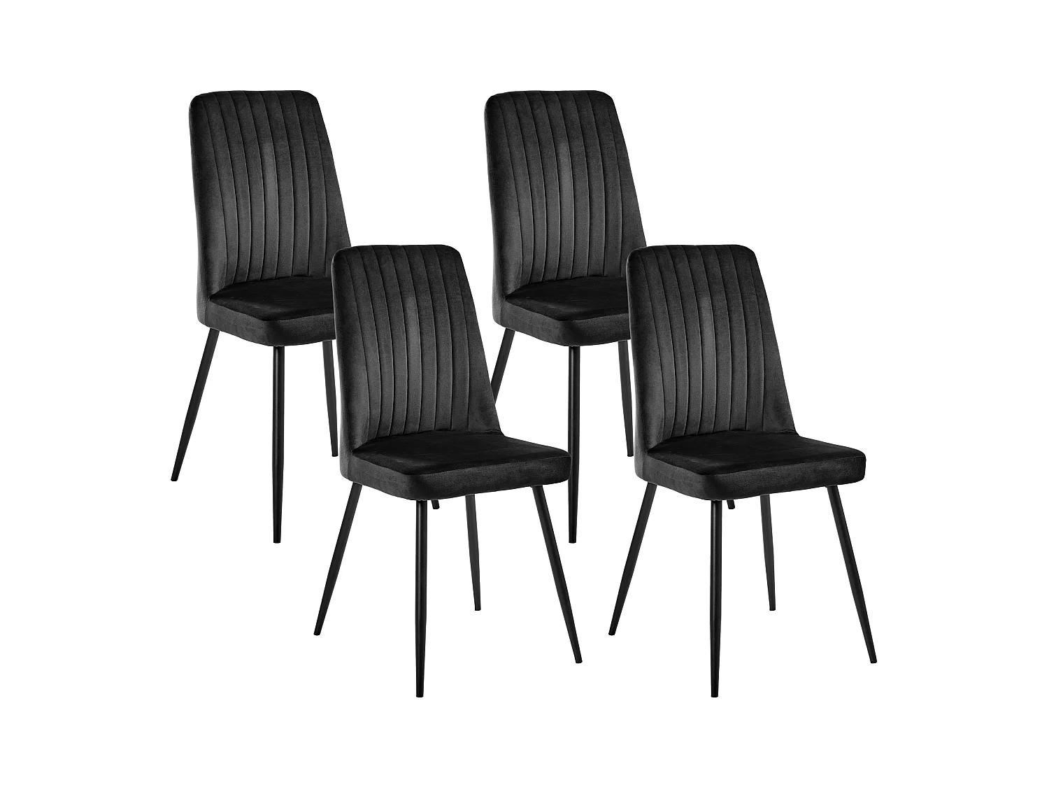 Lot de 4 chaises de salle à manger KIRBY Velours Noir