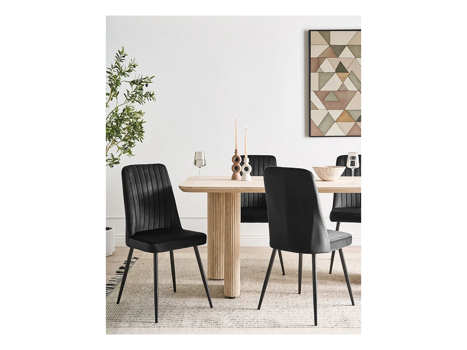 Lot de 4 chaises de salle à manger KIRBY Velours Noir