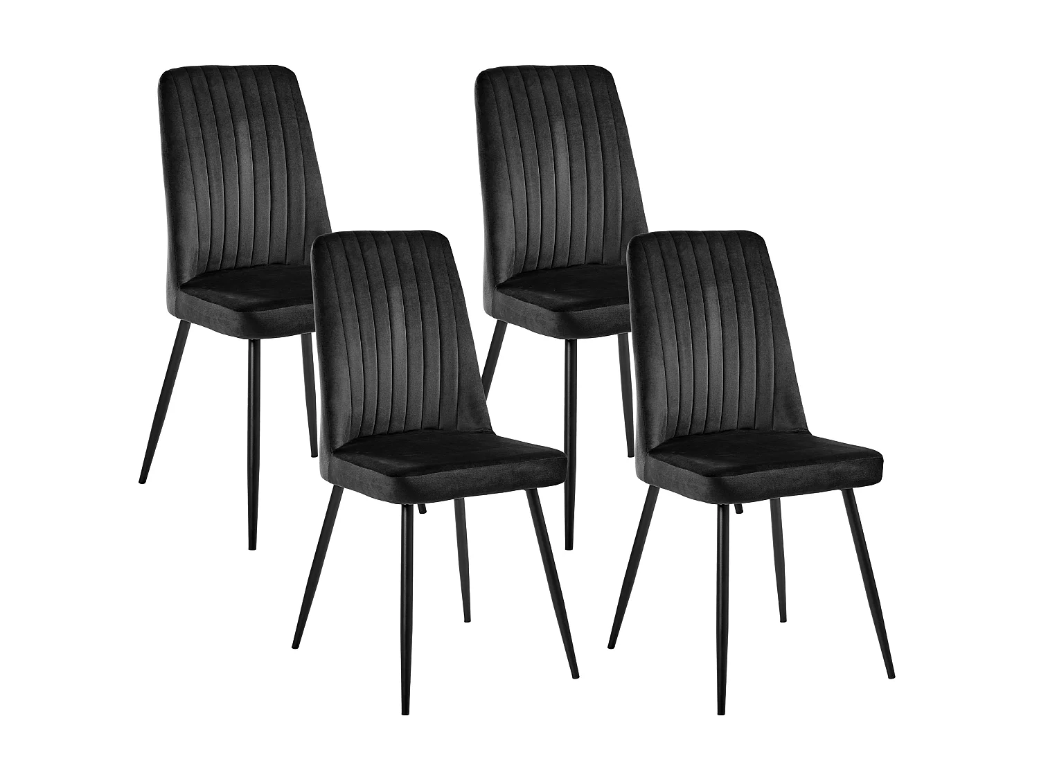 Lot de 4 chaises de salle à manger KIRBY Velours Noir