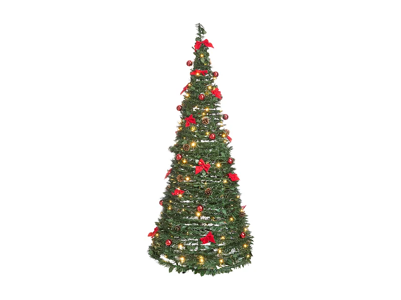 Sapin de Noël artificiel Pliant LED PINEORA 185 cm Vert