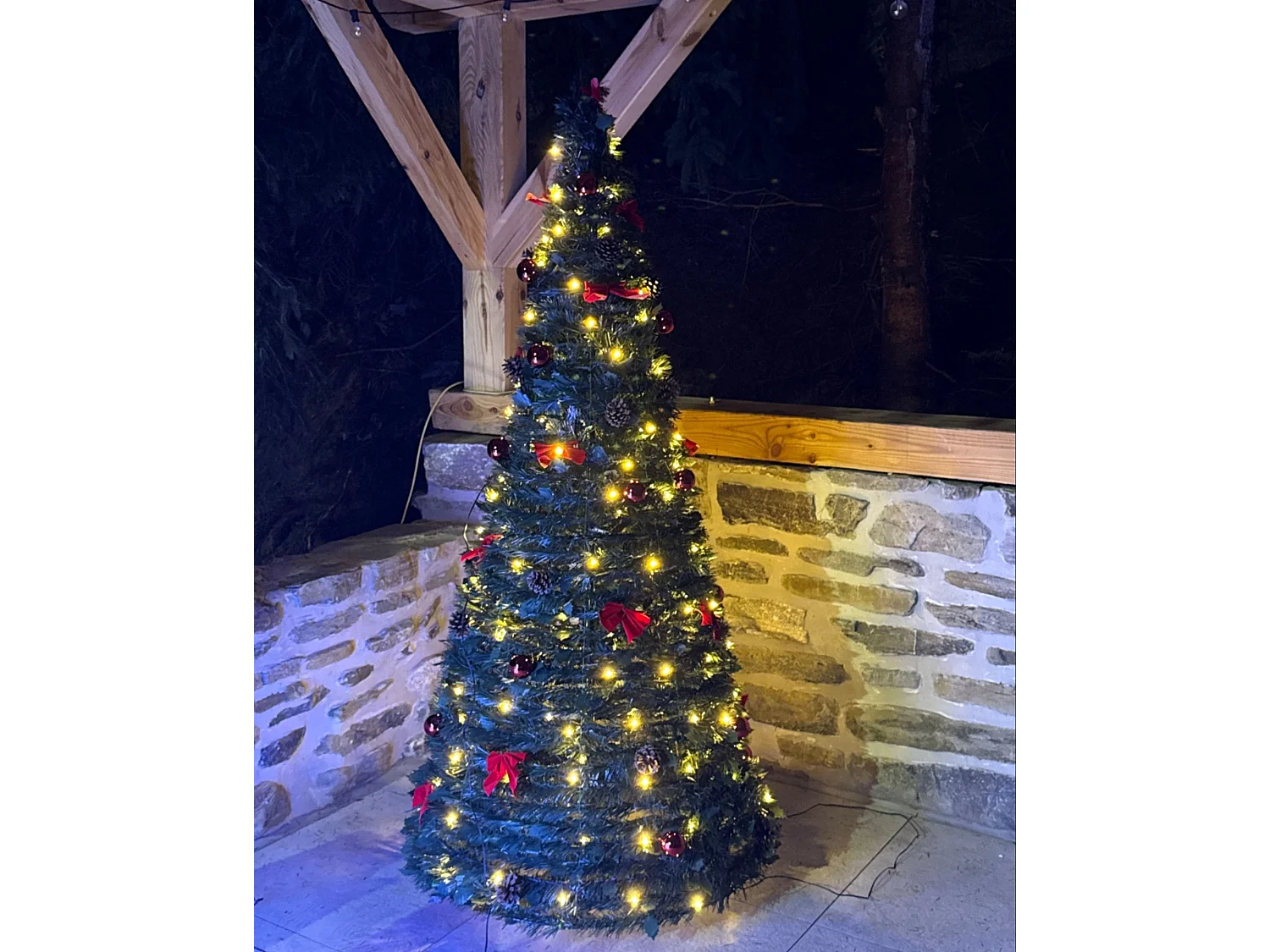 Artificial Christmas Tree Folding LED PINEORA 185 cm Green