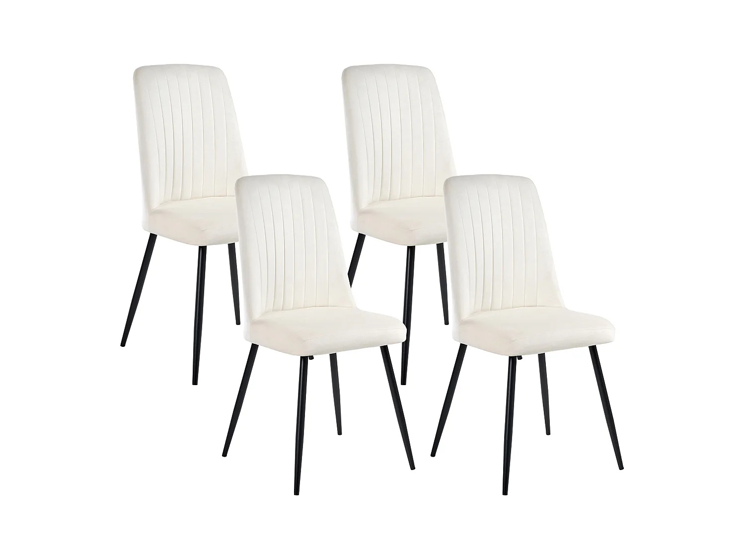 Lot de 4 chaises de salle à manger KIRBY Velours Blanc cassé
