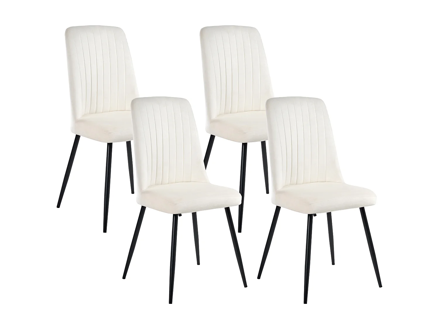 Lot de 4 chaises de salle à manger KIRBY Velours Blanc cassé