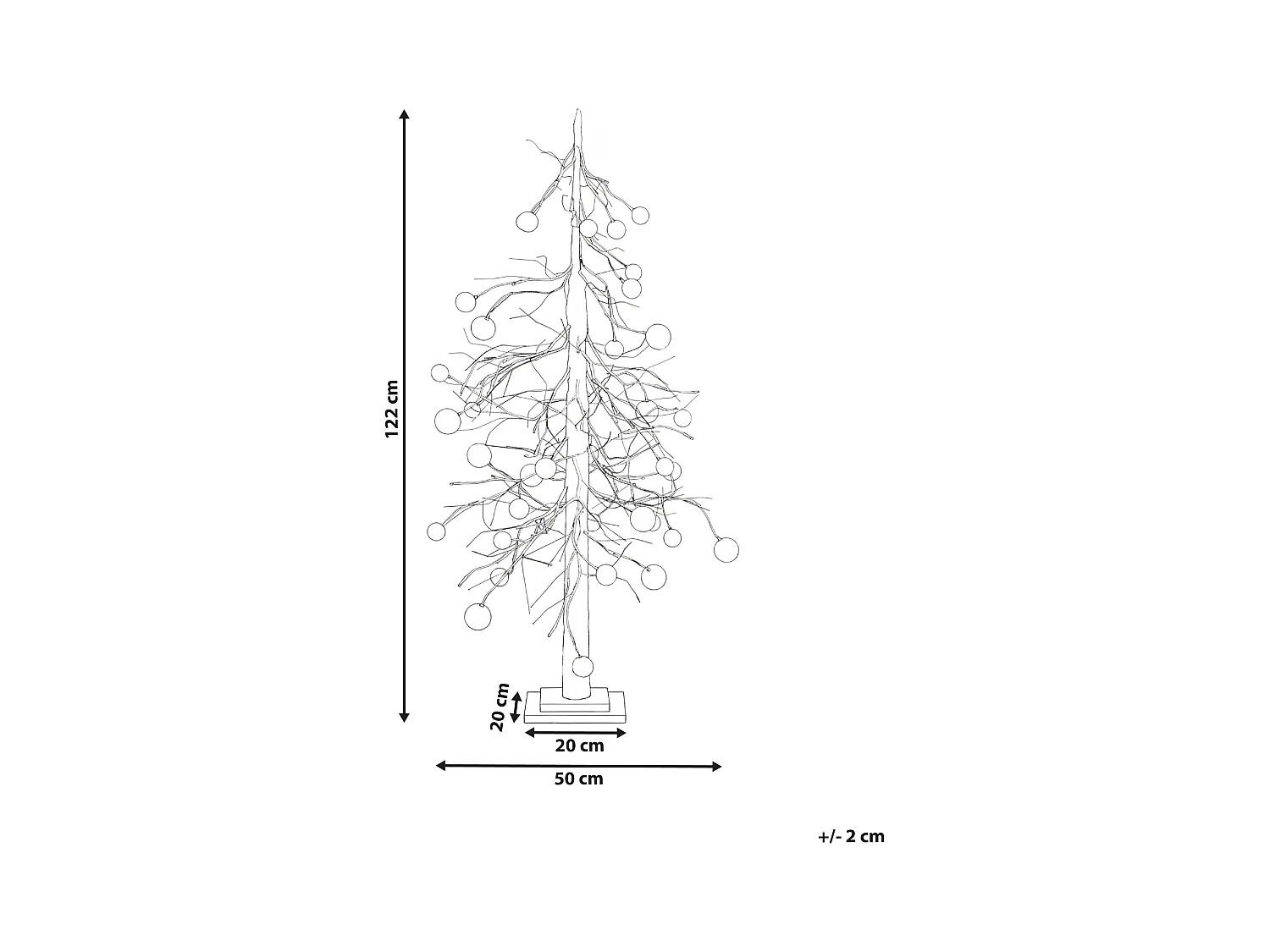 Décoration extérieure LED HOLAR Arbre de Noël 122 cm Blanc