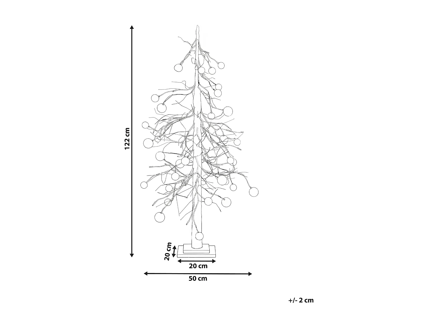 Décoration extérieure LED HOLAR Arbre de Noël 122 cm Blanc