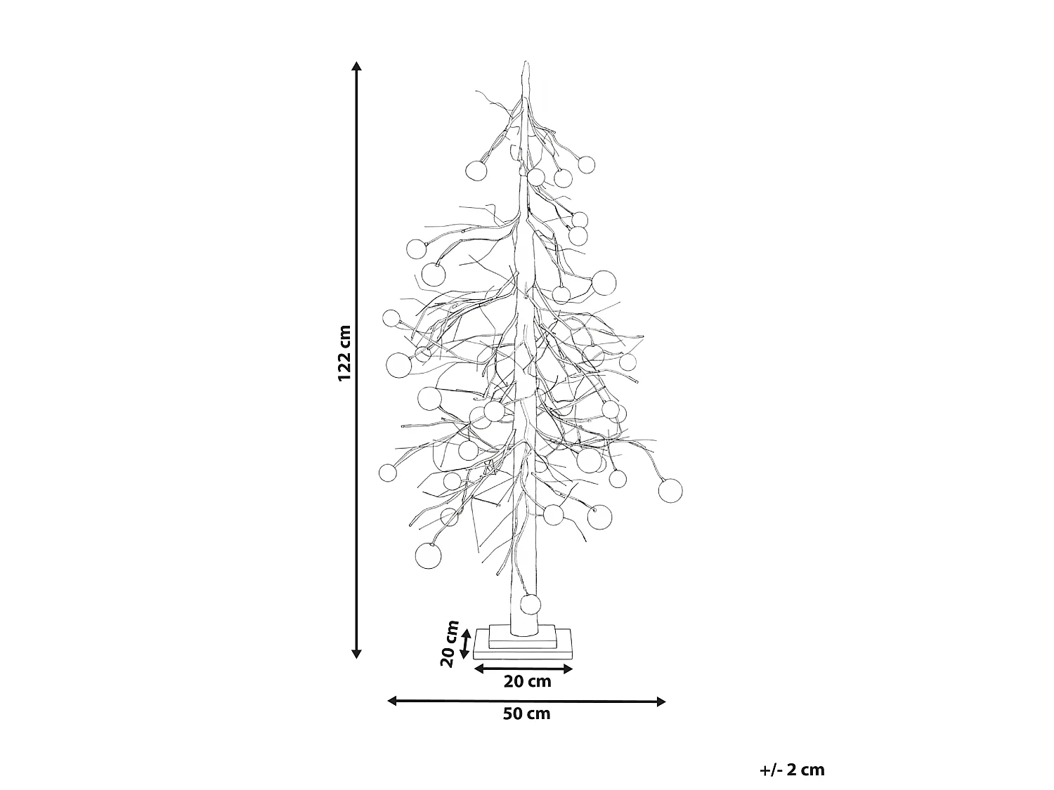 Décoration extérieure LED HOLAR 122 cm Arbre de Noël Blanc