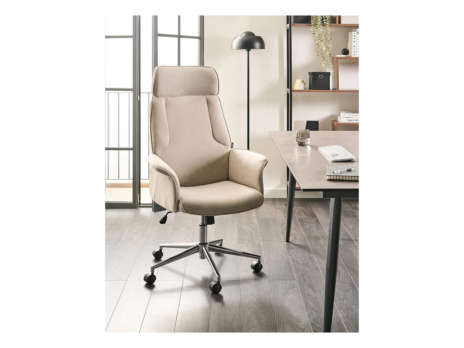 Chaise de bureau PILOT Velours Beige clair