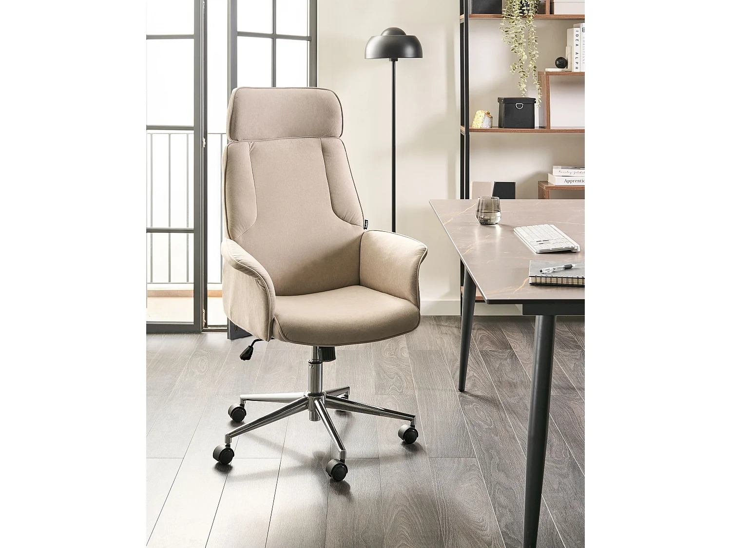 Chaise de bureau PILOT Velours Beige clair