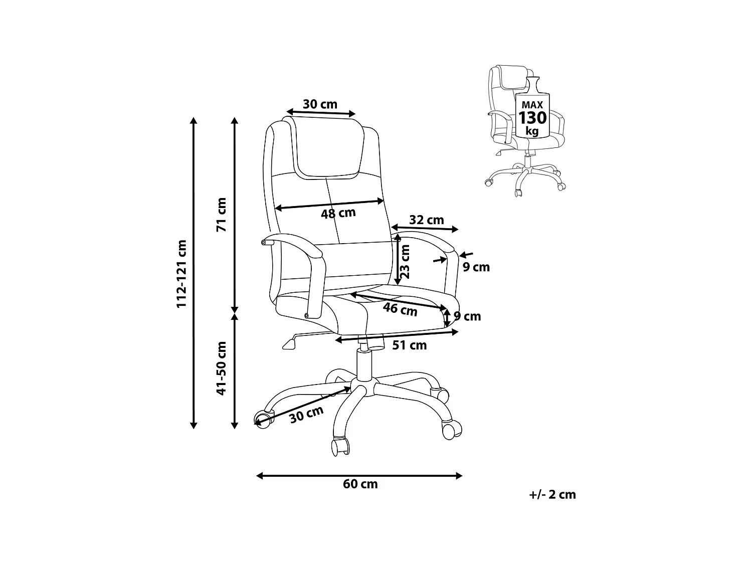 Fauteuil de bureau WINNER Cuir PU Marron