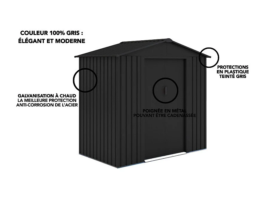 Casetta da giardino in metallo – MJ 6 x 4 - 2,43 m² - Antracite