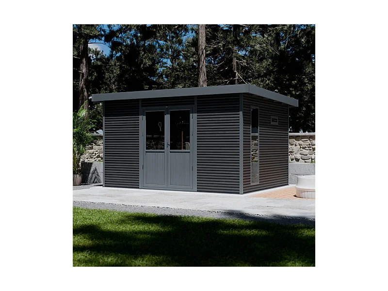 Casetta da giardino in legno composito Onyx 43 - 12 m² - Grigio