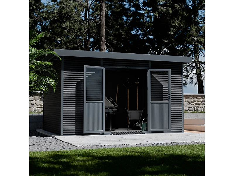 Casetta da giardino in legno composito Onyx 43 - 12 m² - Grigio